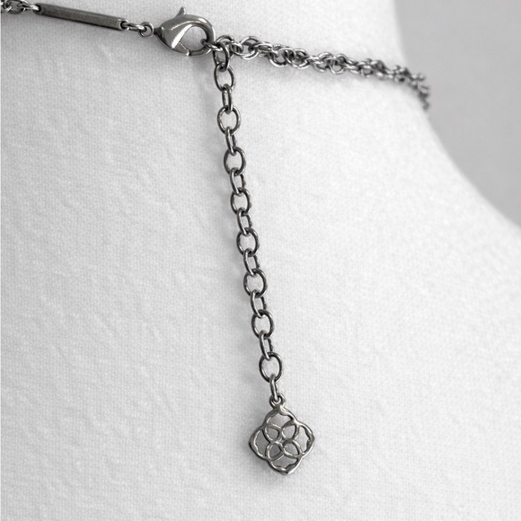 Kendra Scott Silver Tone Gray Stone Tassel Pendant Necklace - Picture 3 of 3